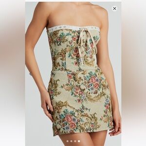 Windsor Strapless Floral Tapestry Dress